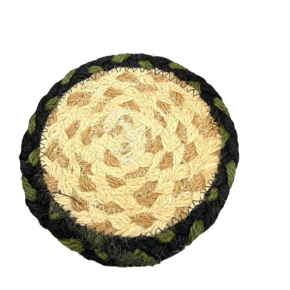 4 Bear & Blueberries Earth Rugs‎ Natural Braided Jute Rustic Coaster 5” Rustic